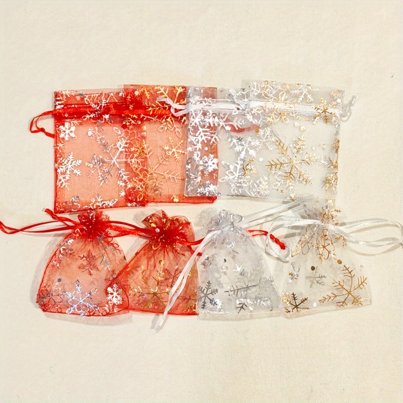 25pcs Snowflake Organza Gift Bags for Jewelry Packaging
